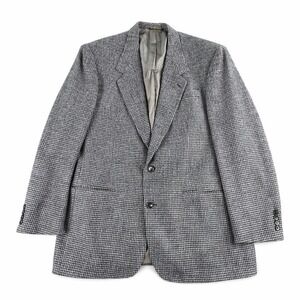 Vintage Yves Saint Laurent Suit Jacket 48 L Gray Wool Houndstooth USA Union